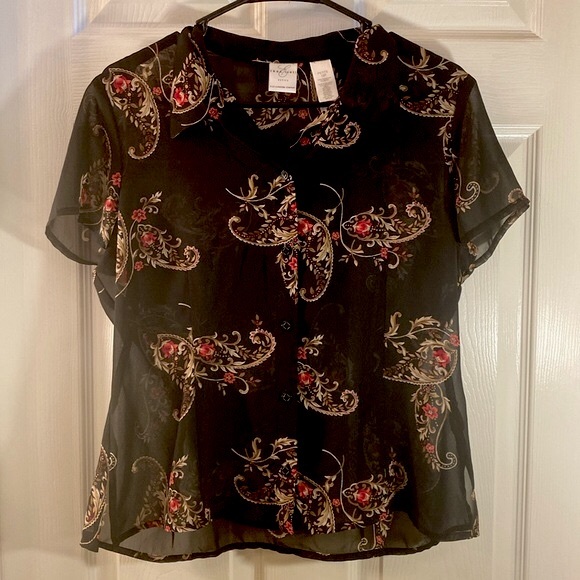 VINTAGE EMMA JAMES Petite paisley Filagree Floral Top - Picture 3 of 11